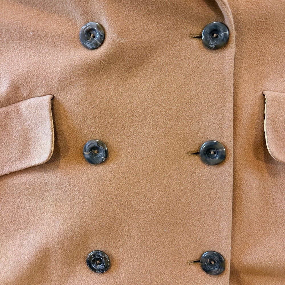 STEILMANN Mohair Cashmere Virgin Wool Long Coat Womens M Camel Brown - Picture 4 of 16